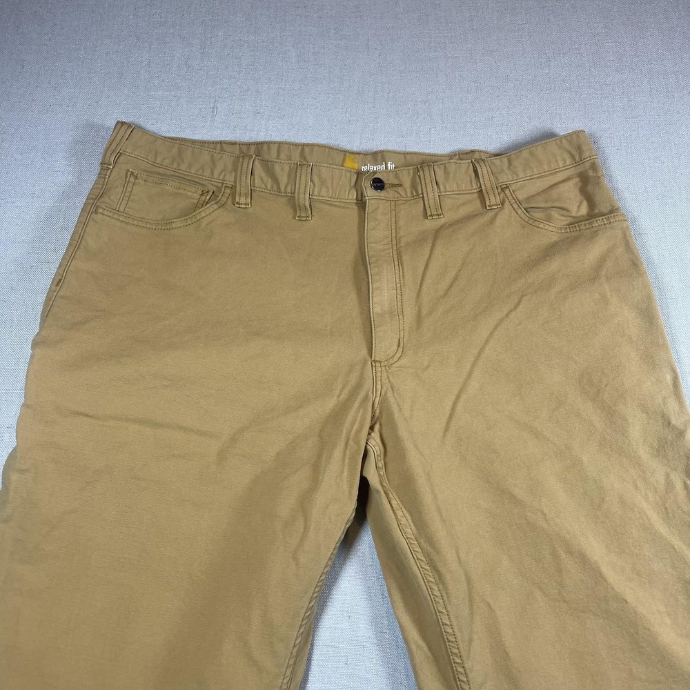 Carhartt Rugged Flex Relaxed Fit Canvas Work Pants Mens 44x30 Khaki‎ Ripstop - Picture 2 of 12